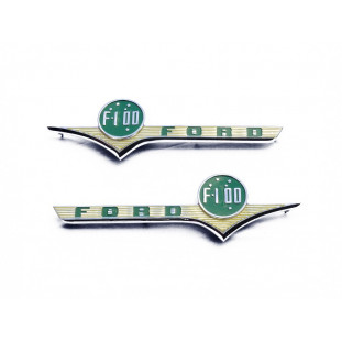 Emblema Lateral Ford F-100 58 à 61 Nacional Cromado Novo Par 