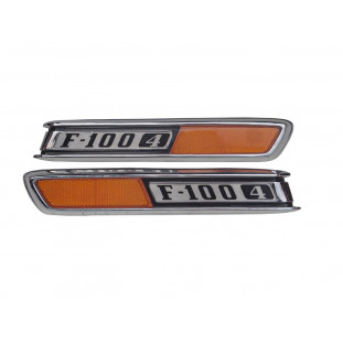 Emblema Lateral Capô Ford F-100 4 Cilindros 1976 a 1979 Original Usado - Par