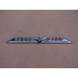 Emblema Lateral Capô F-100 V8 1965 a 1968 Original Cromado