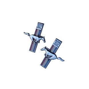 Emblema Lateral Cavalo Ford Mustang V8 302 Novo - Par