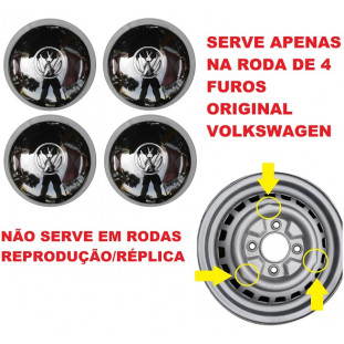 Calota Abaulada 4 Furos Cromada Fusca Kombi para Roda Original - Jogo