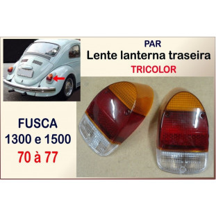 Lente Lanterna Traseira Fusca 1300 1300L 1500 Tricolor Acrílico - Par