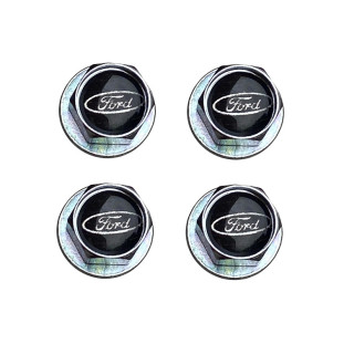 Parafuso Placa Logo Ford Resinado Preto Jogo com 4