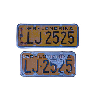 Placa Amarela Antiga Carro Londrina Pr Original Usada - Par