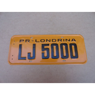Placa Antiga Amarela Carro Década 70 80 Londrina 6 Dígitos