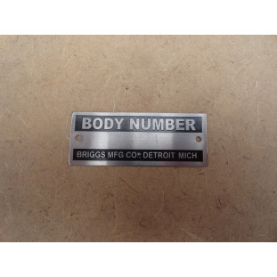 Plaqueta Identificação Carroceria Ford Model A 1928 a 1931