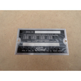 Plaqueta Identificação Chassis Ford Década 50 e 60