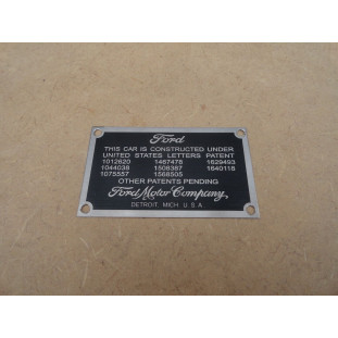 Plaqueta Patente Cofre Do Motor Fordinho Model A 1928 a 1931