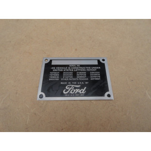 Plaqueta de Identificação do Chassi Ford F-1 F-8 1948 a 1952 Importada