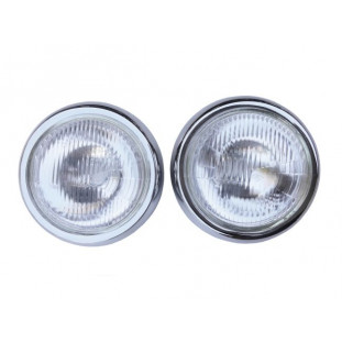 Farol Caminhão Fiat 180 210 C/ Lente Vidro C/ Aro Cromado Novo - Par