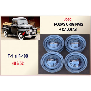 Roda Original e Calota F-1 48 à 52 Aro 16 Tala 5 - Jogo