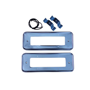 Suporte Moldura Cromada Placa Fusca até 70 Dianteiro e Traseiro - Par