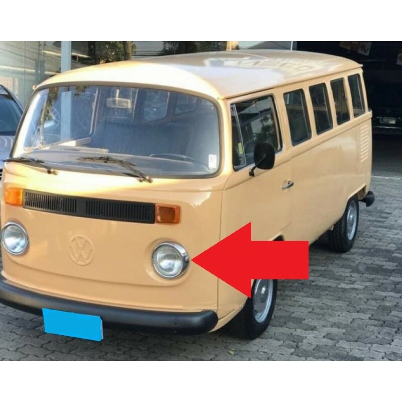 Aro do Farol Fusca Kombi 76 em Diante Plástico Cromado Usado - Par
