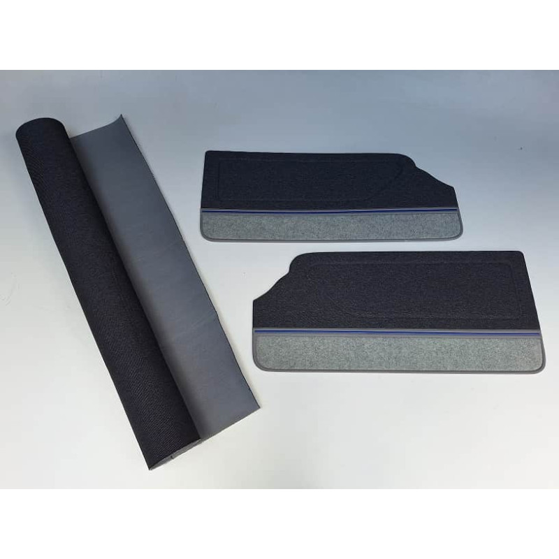 Forro Porta Gol Gti 89 À 94 Azul Arpoador C/ Carpet + Tecido Traseiro - Jogo