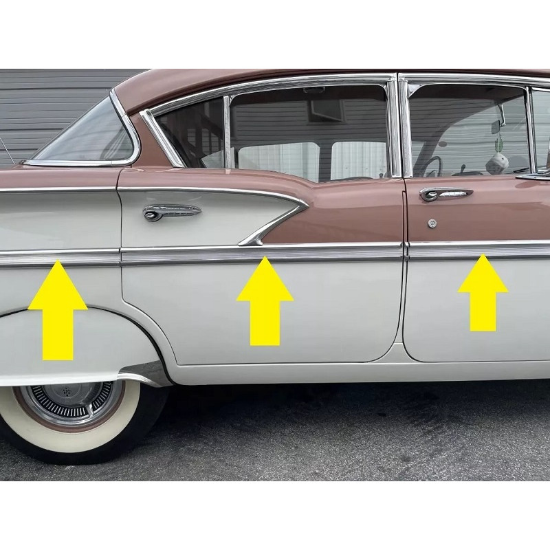 Friso Acabamento Lateral Chevrolet Bel Air 1958 4 Portas Novo Inox - Jogo