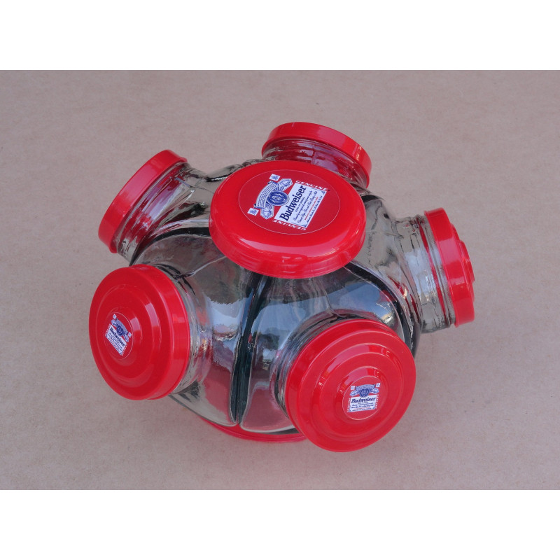 Baleiro Giratório Médio Em Vidro Decorativo Tampa Budweiser