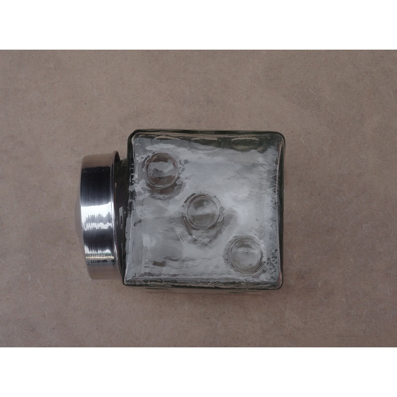 Baleiro de Vidro Decorativo Dado Cubo Novo Tampa Alumínio