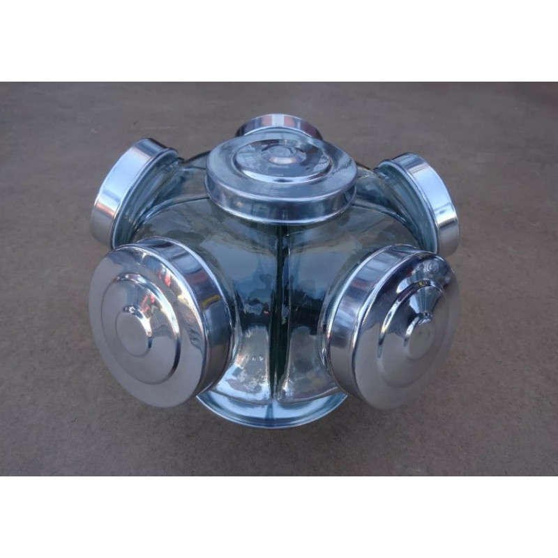 Baleiro De Vidro Giratório Médio Prata