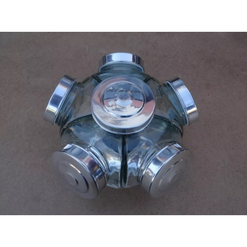 Baleiro De Vidro Giratório Médio Prata