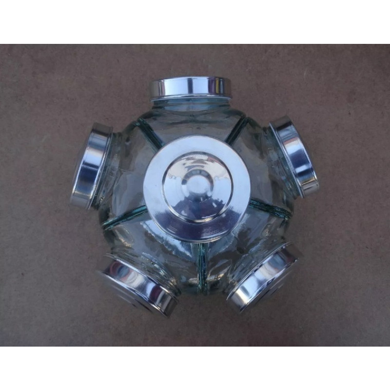 Baleiro De Vidro Giratório Médio Prata