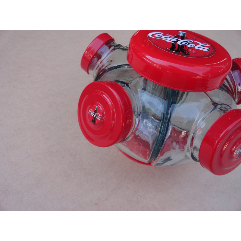 Baleiro Giratório Pequeno Em Vidro Decorativo Tampa Coca Cola