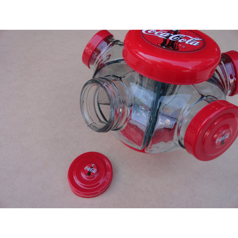 Baleiro Giratório Pequeno Em Vidro Decorativo Tampa Coca Cola