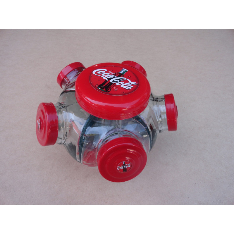 Baleiro Giratório Pequeno Em Vidro Decorativo Tampa Coca Cola
