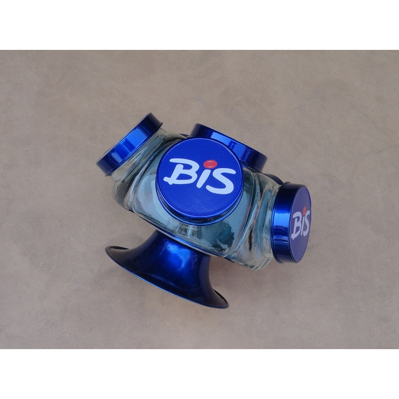 Baleiro Giratório de Vidro Chocolate Bis Médio Decorativo Antigo