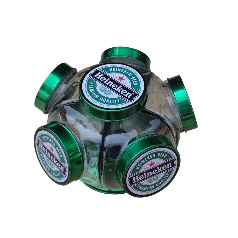 Baleiro Giratório de Vidro Heineken Médio Decorativo Antigo