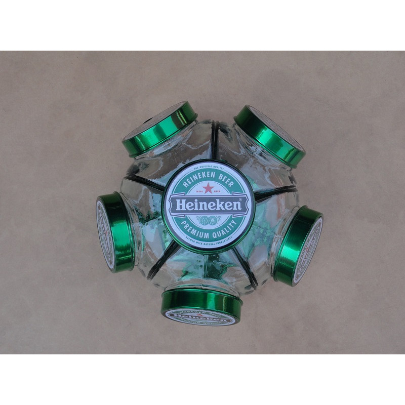 Baleiro Giratório de Vidro Heineken Médio Decorativo Antigo