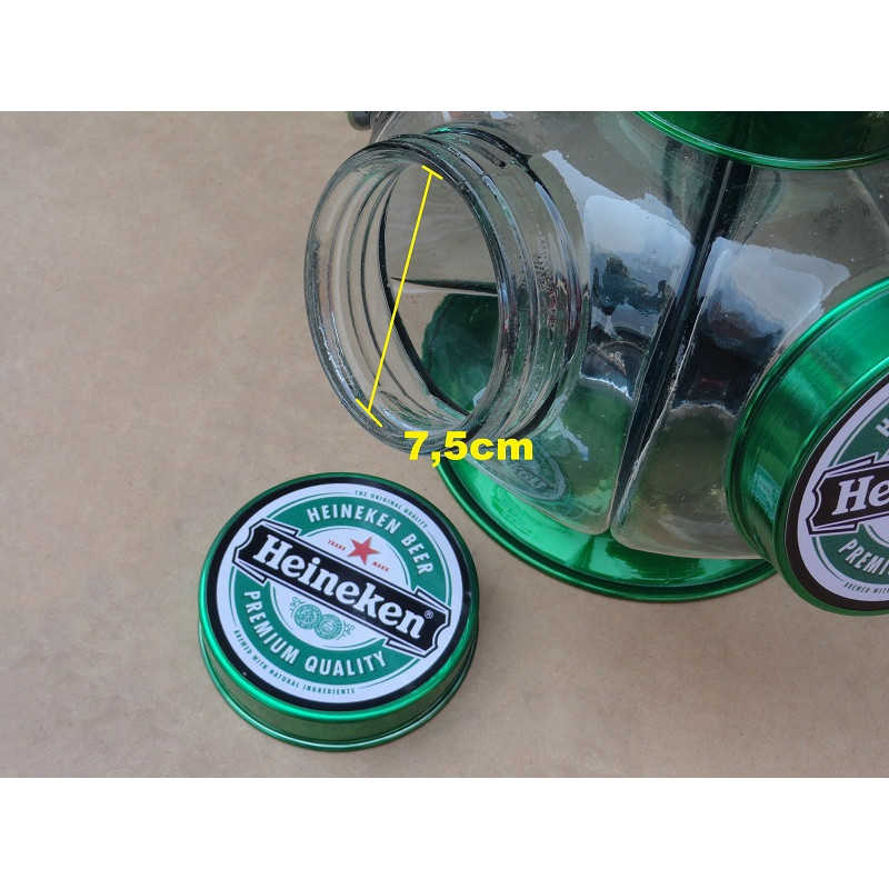 Baleiro Giratório de Vidro Heineken Médio Decorativo Antigo