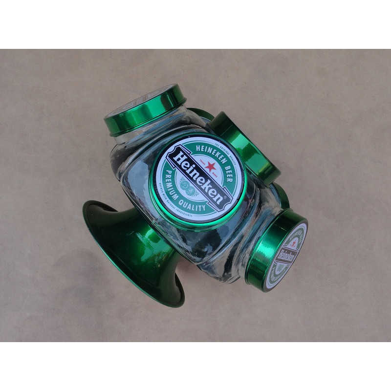 Baleiro Giratório de Vidro Heineken Médio Decorativo Antigo