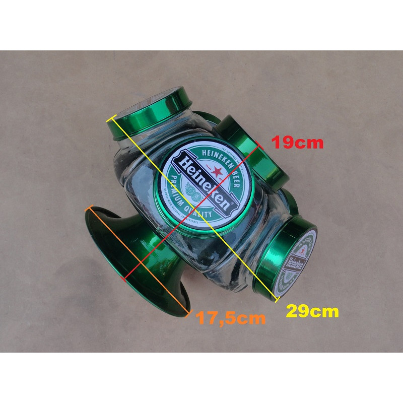 Baleiro Giratório de Vidro Heineken Médio Decorativo Antigo