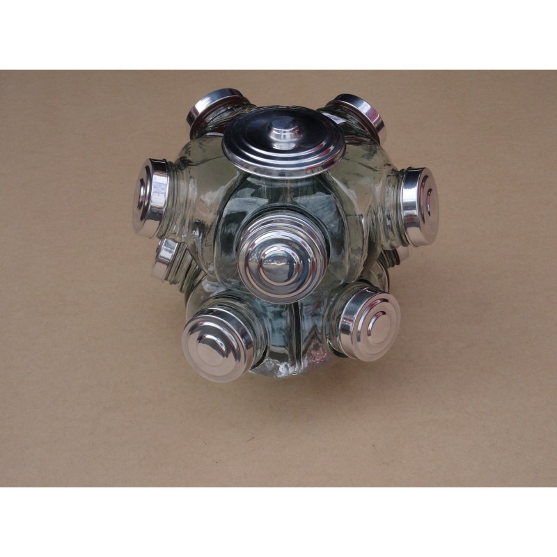 Baleiro Giratório Grande Duplo Vidro 2 Andares Alumínio Novo