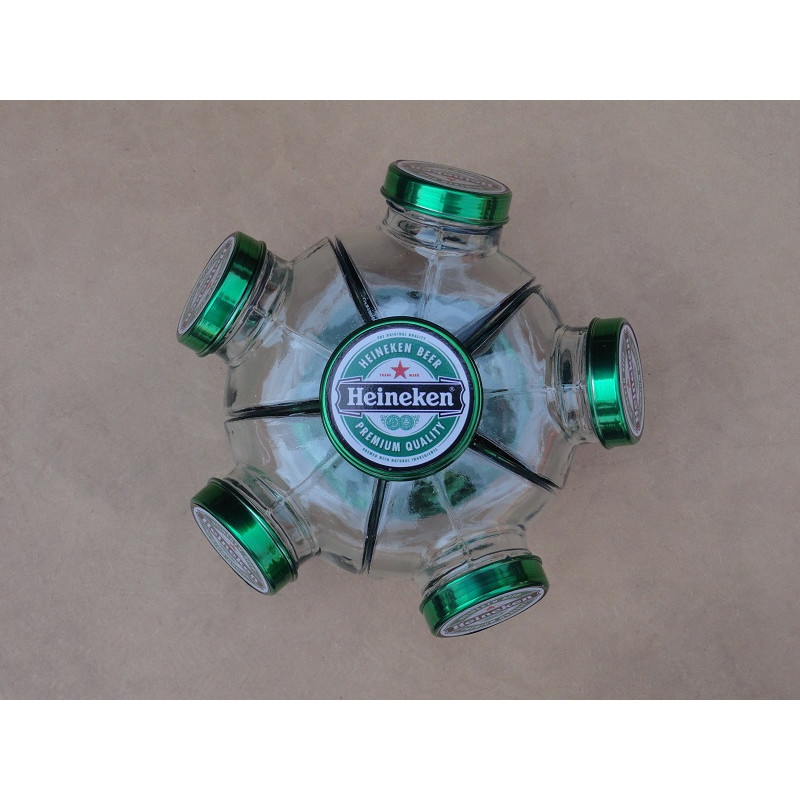 Baleiro Giratório de Vidro Heineken Pequeno Decorativo Antigo