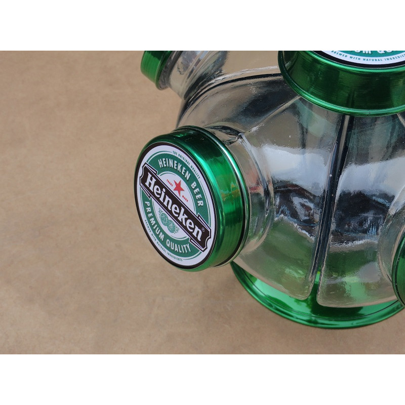 Baleiro Giratório de Vidro Heineken Pequeno Decorativo Antigo