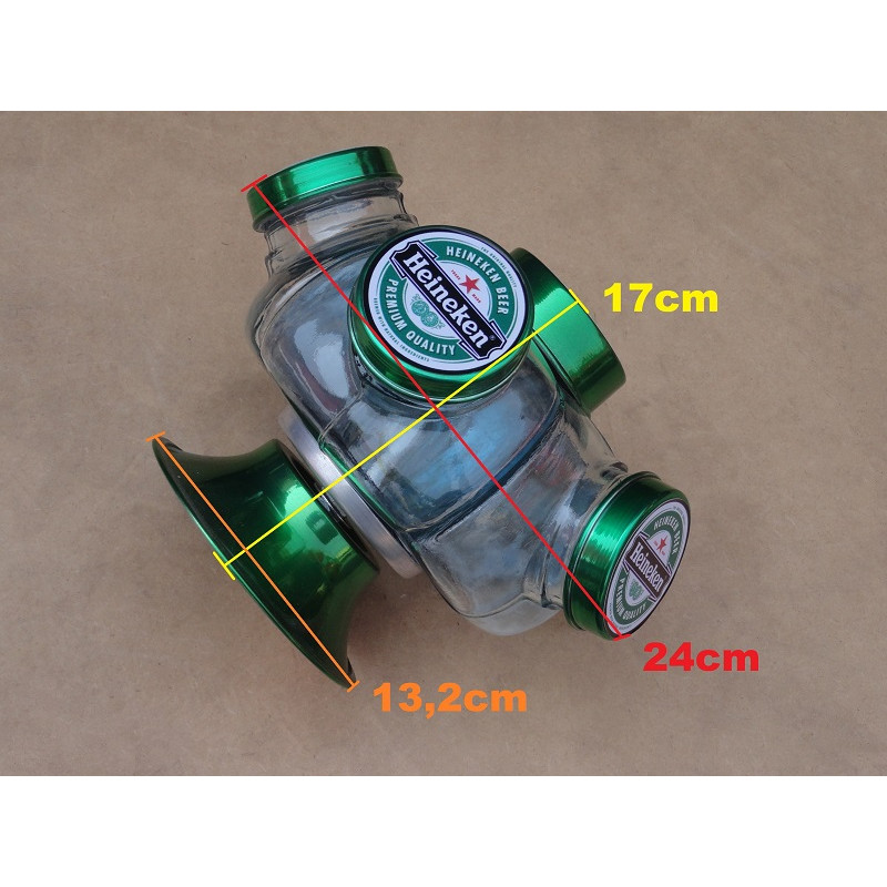 Baleiro Giratório de Vidro Heineken Pequeno Decorativo Antigo