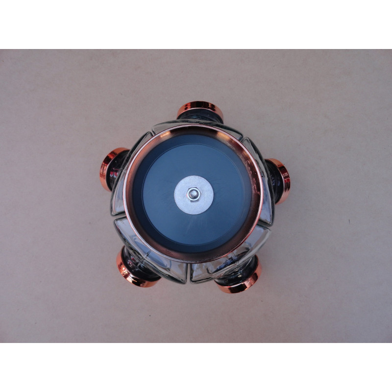 Baleiro Giratório Pequeno Em Vidro Decorativo Tampa Cobre