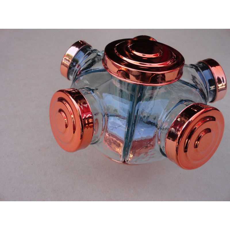 Baleiro Giratório Pequeno Em Vidro Decorativo Tampa Cobre