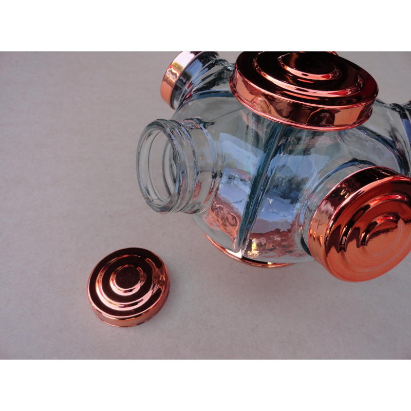 Baleiro Giratório Pequeno Em Vidro Decorativo Tampa Cobre