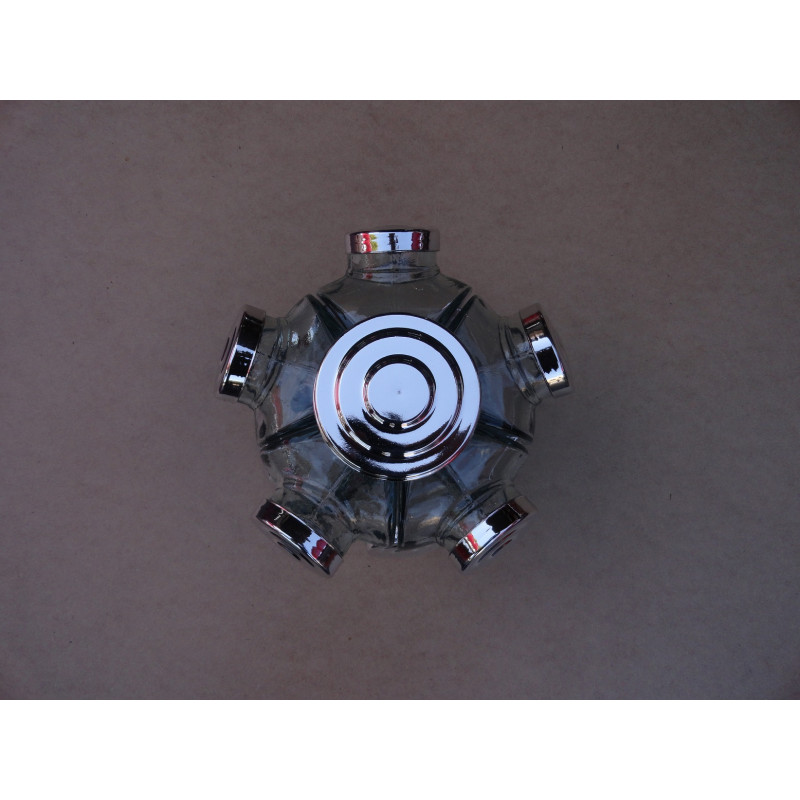 Baleiro Giratório Pequeno Duplo Em Vidro 2 Andares Prata