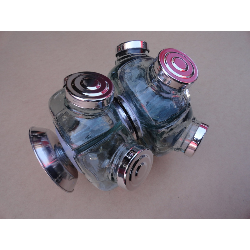 Baleiro Giratório Pequeno Duplo Em Vidro 2 Andares Prata