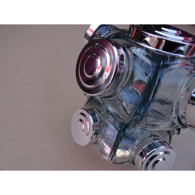 Baleiro Giratório Pequeno Duplo Em Vidro 2 Andares Prata