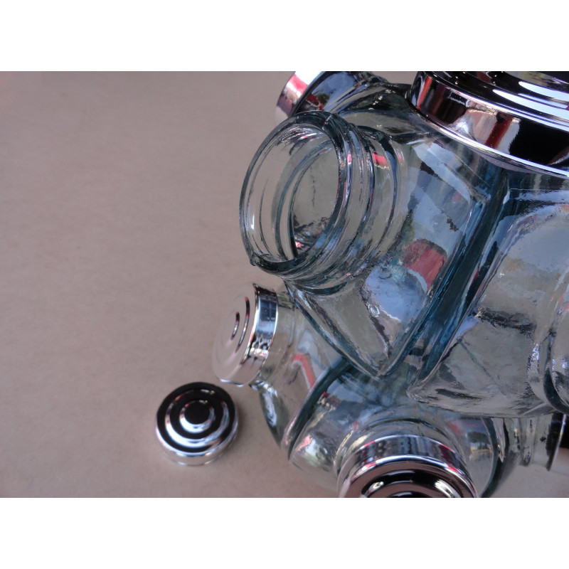 Baleiro Giratório Pequeno Duplo Em Vidro 2 Andares Prata