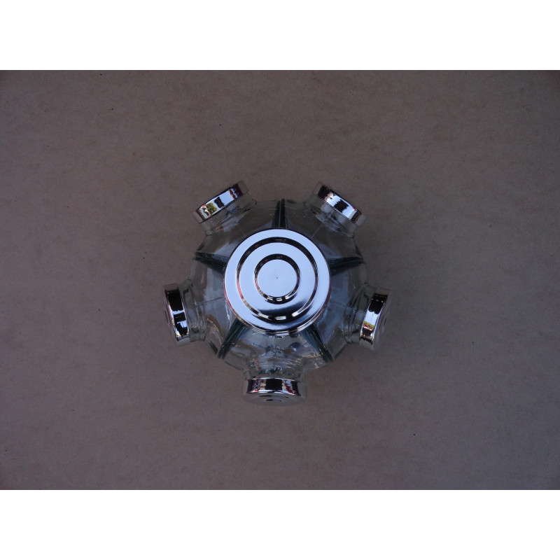 Baleiro Giratório Pequeno Em Vidro Decorativo Tampa Prata