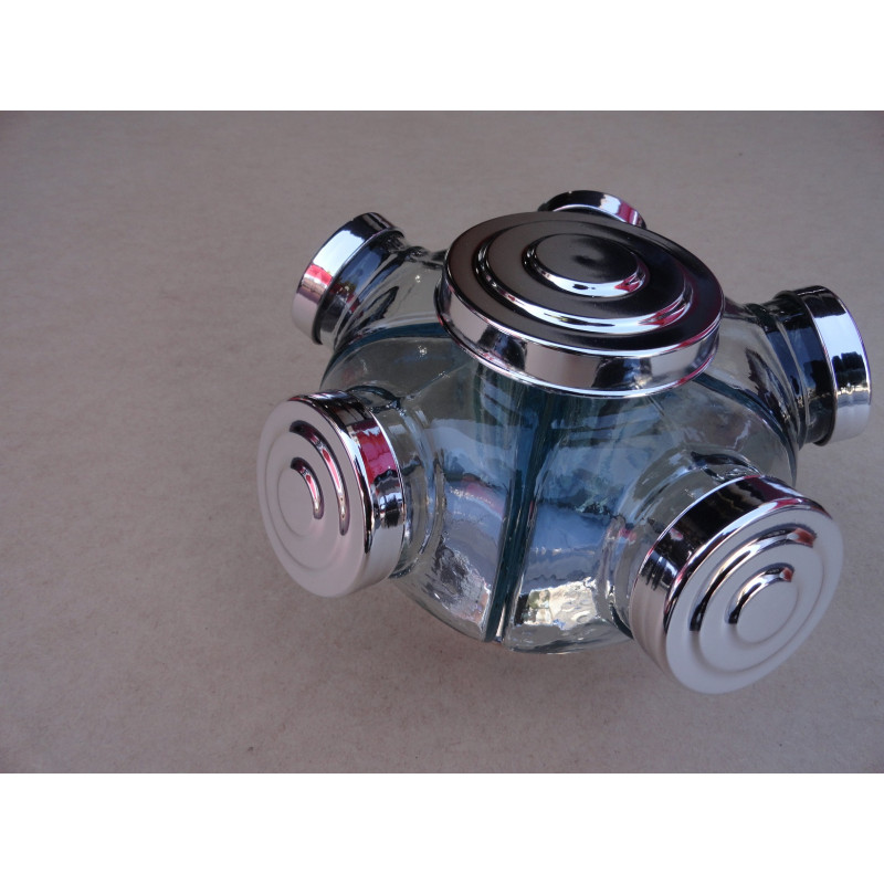 Baleiro Giratório Pequeno Em Vidro Decorativo Tampa Prata