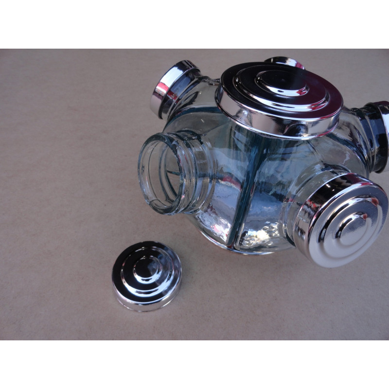 Baleiro Giratório Pequeno Em Vidro Decorativo Tampa Prata