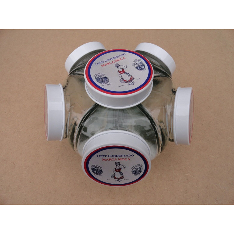 Baleiro Vidro Temático Leite Moça Giratório Médio Novo