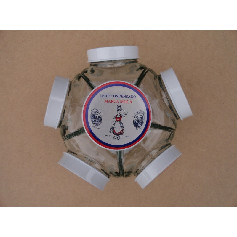 Baleiro Vidro Temático Leite Moça Giratório Médio Novo