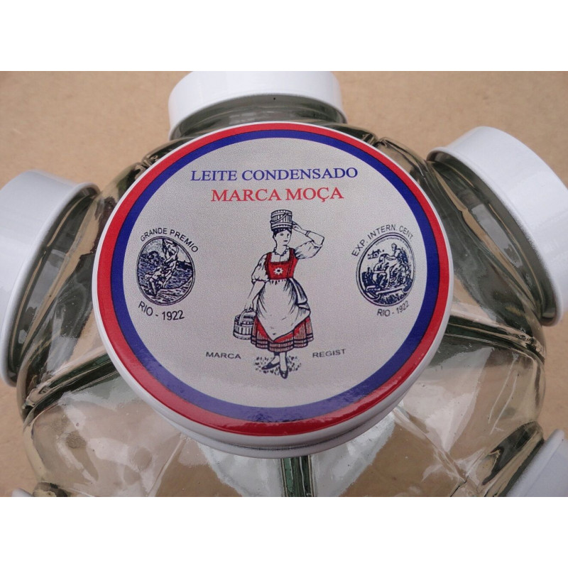 Baleiro Vidro Temático Leite Moça Giratório Médio Novo